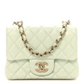 Chanel Lambskin Quilted Mini Square Flap Light Green