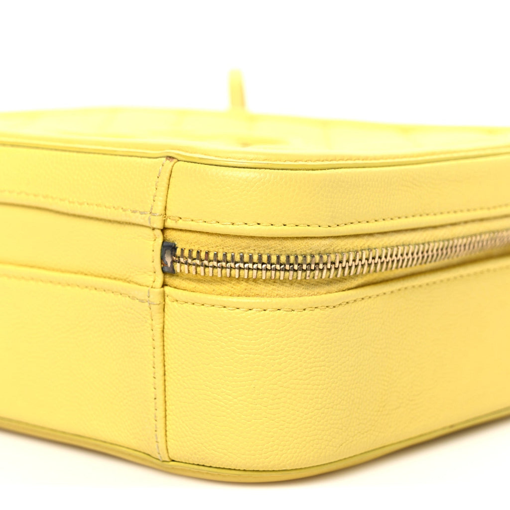 Chanel Caviar Quilted Medium CC Filigree Vanity Case Yellow