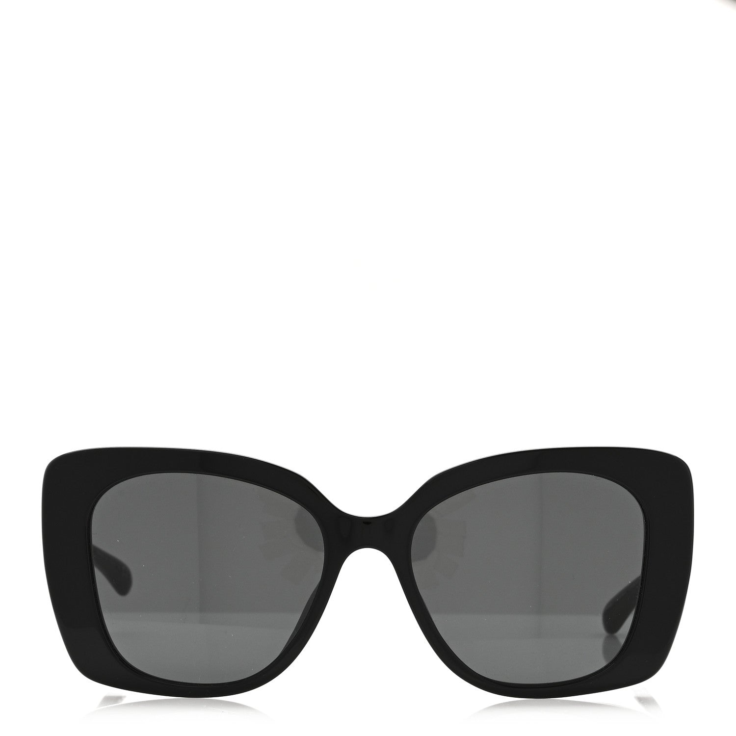 Acetate Strass Square Sunglasses 5422-B-A Black White