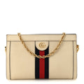 Gucci Textured Calfskin Web Small Ophidia Chain Shoulder Bag Mystic White