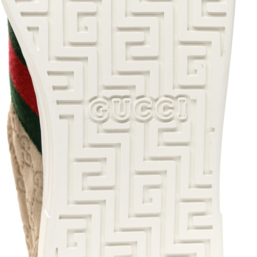 Gucci GG Suede Monogram Web Mens Sneakers 9 Oatmeal Mystic White