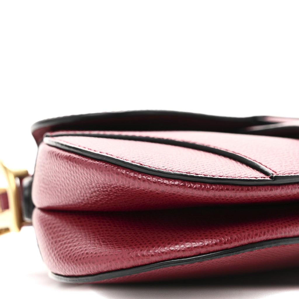 Christian Dior Grained Calfskin Mini Saddle Bag Red