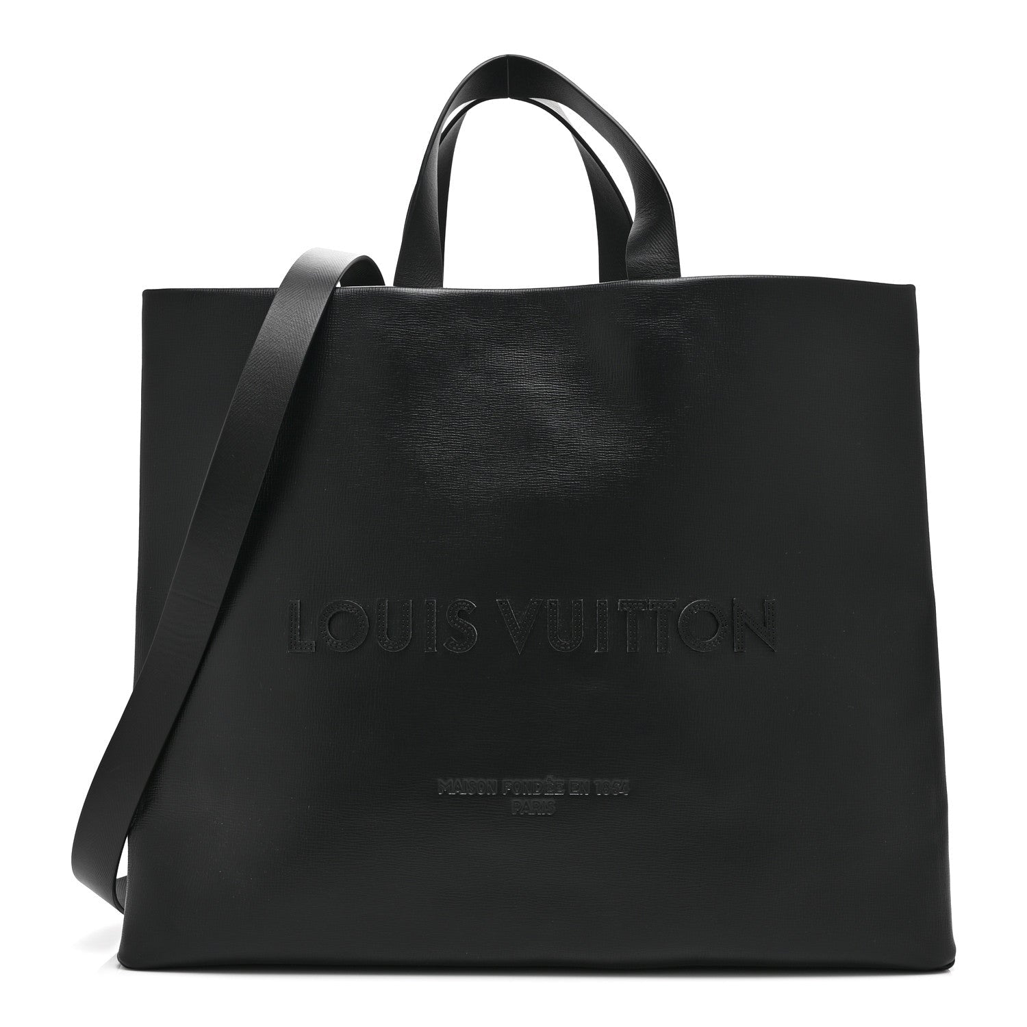 Louis Vuitton Calfskin Shopper Tote MM Black