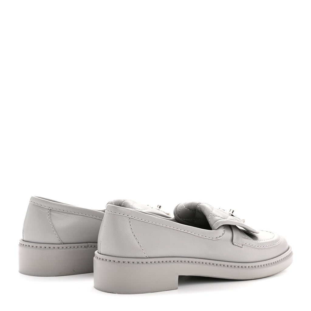 Lambskin Quilted CC Turnlock Loafers 36.5 Grey