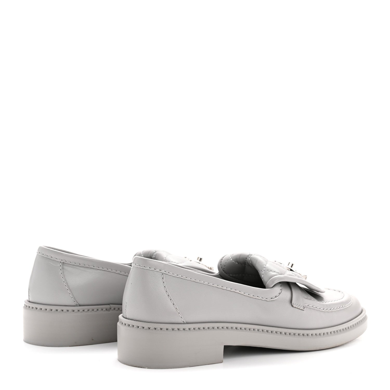 Lambskin Quilted CC Turnlock Loafers 36.5 Grey