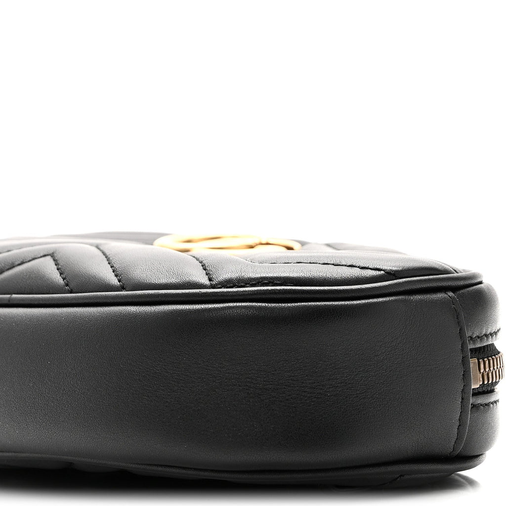 Gucci Calfskin Matelasse GG Marmont Belt Bag 85 34 Black