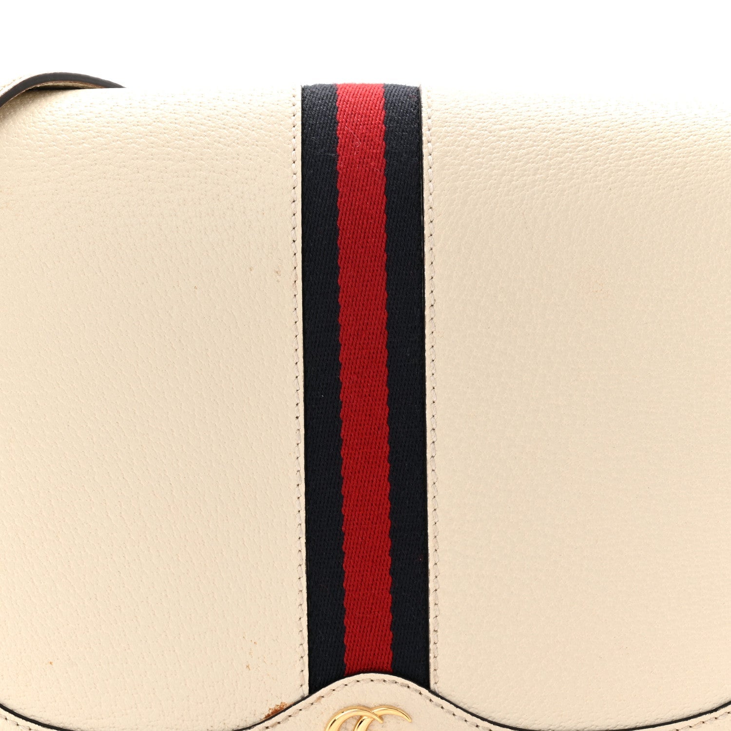 Gucci Textured Calfskin Small Ophidia Flap Messenger Bag Mystic White