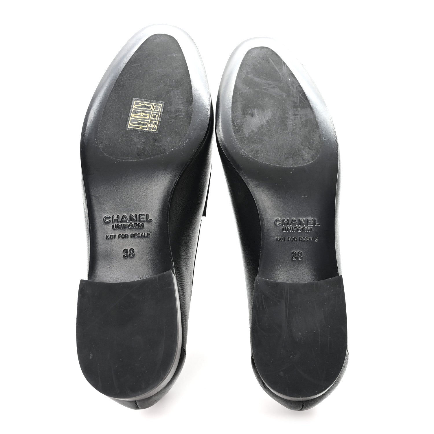 Calfskin Womens Stitched CC Loafers 38 Black