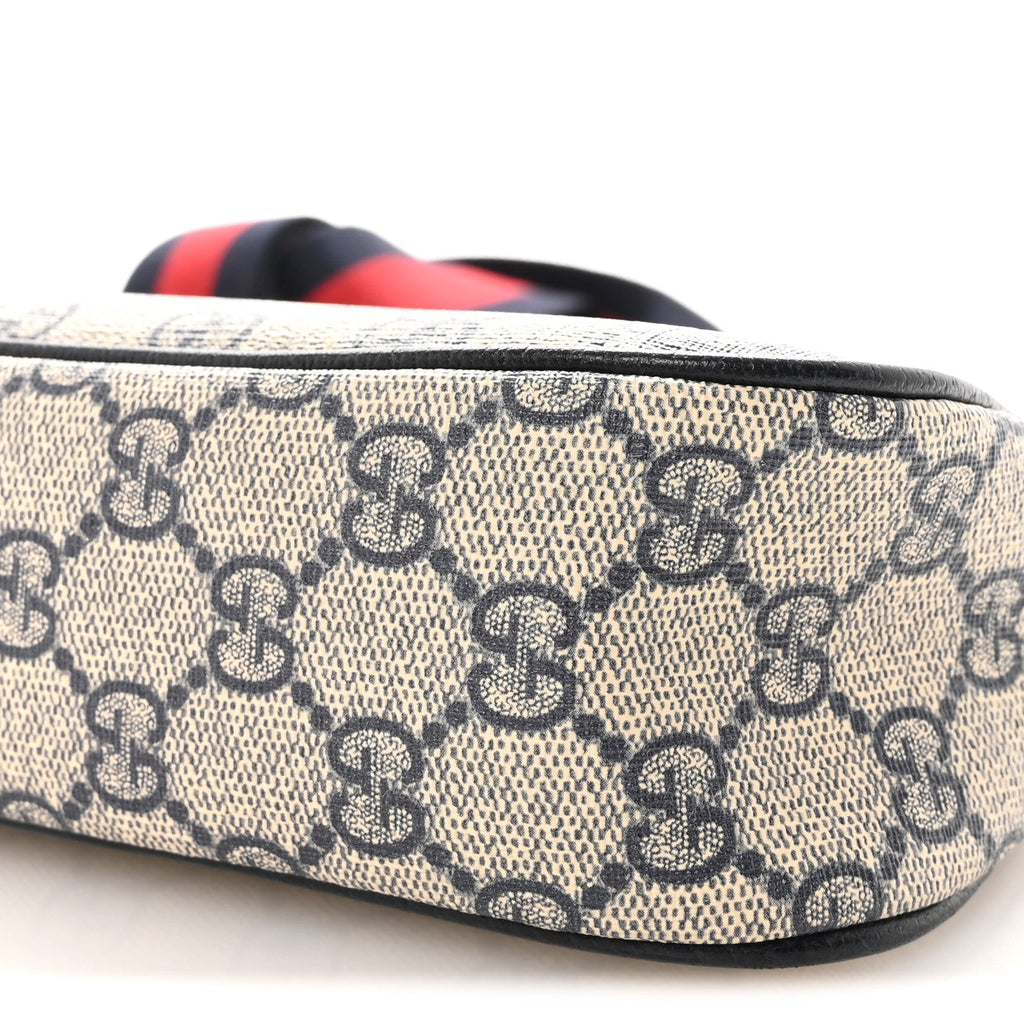 Gucci GG Supreme Monogram Textured Dollar Calfskin Web Small Ophidia GG Handbag Beige Blue