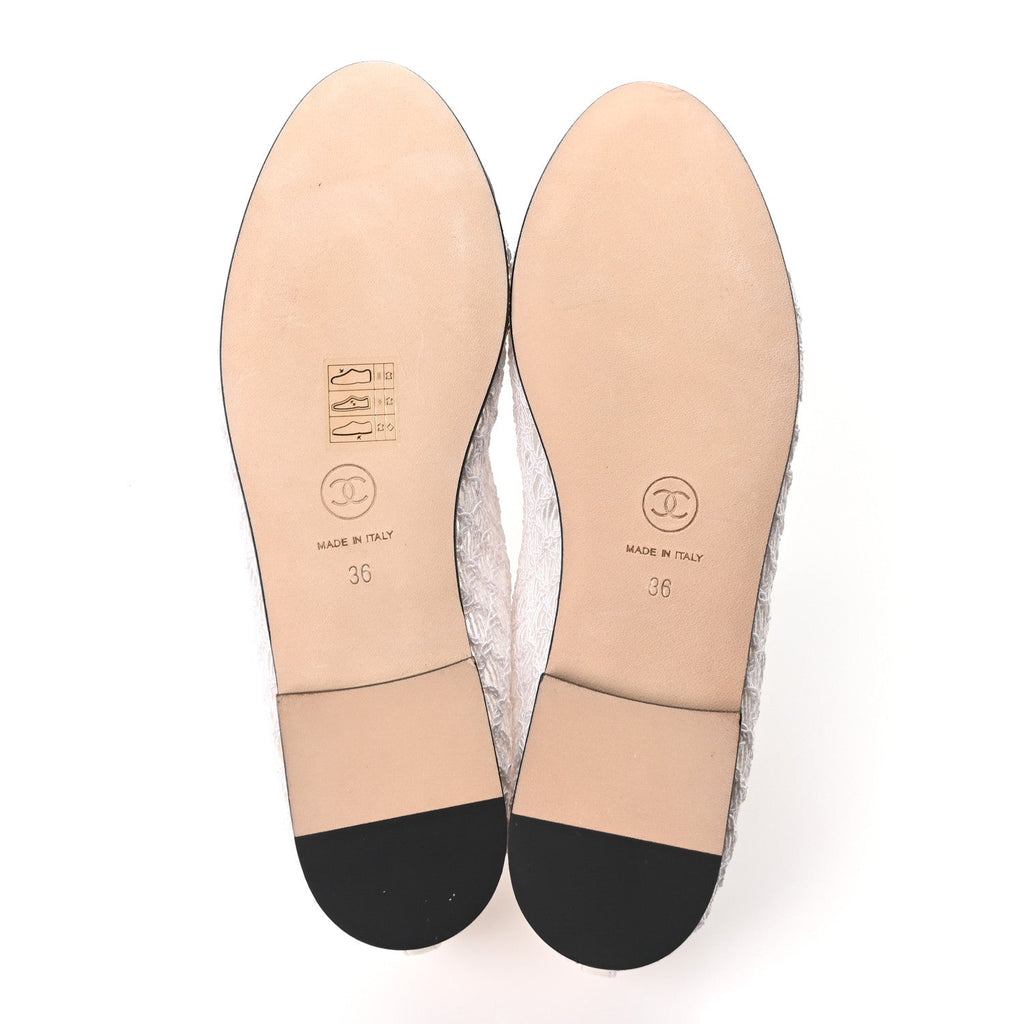 Mesh Crochet Grosgrain Cap Toe Ballerina Flats 36 White Black