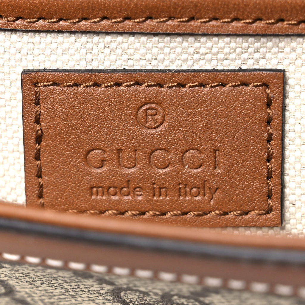 Gucci GG Supreme Monogram Duomo Lux Horsebit 1955 Soft Small Shoulder Bag Beige Ebony Sundial