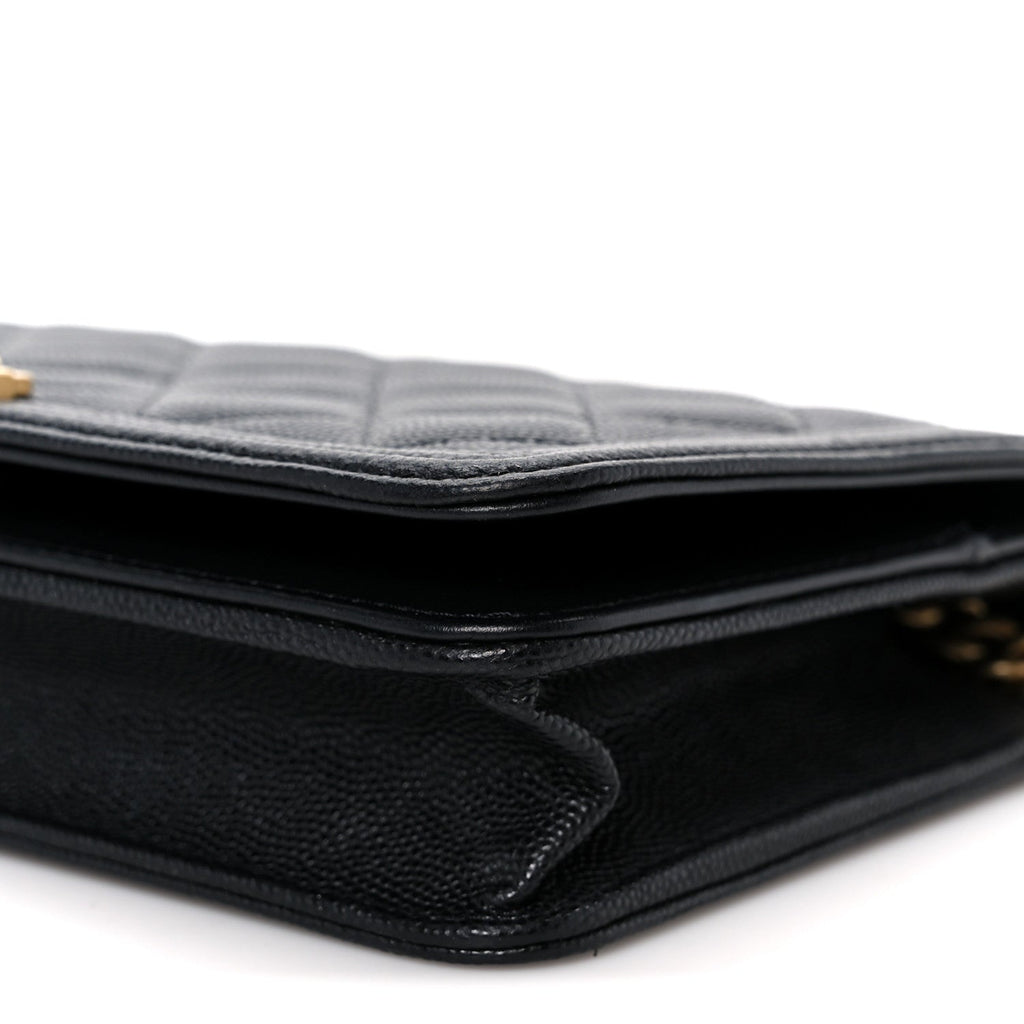 Chanel Caviar Quilted Boy Wallet On Chain WOC Black