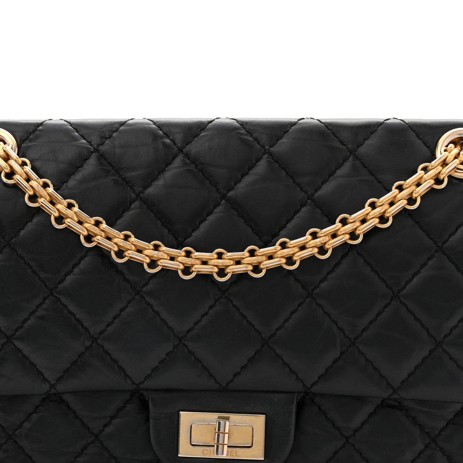 Chanel Aged Calfskin Quilted 2.55 Reissue 225 Flap Black