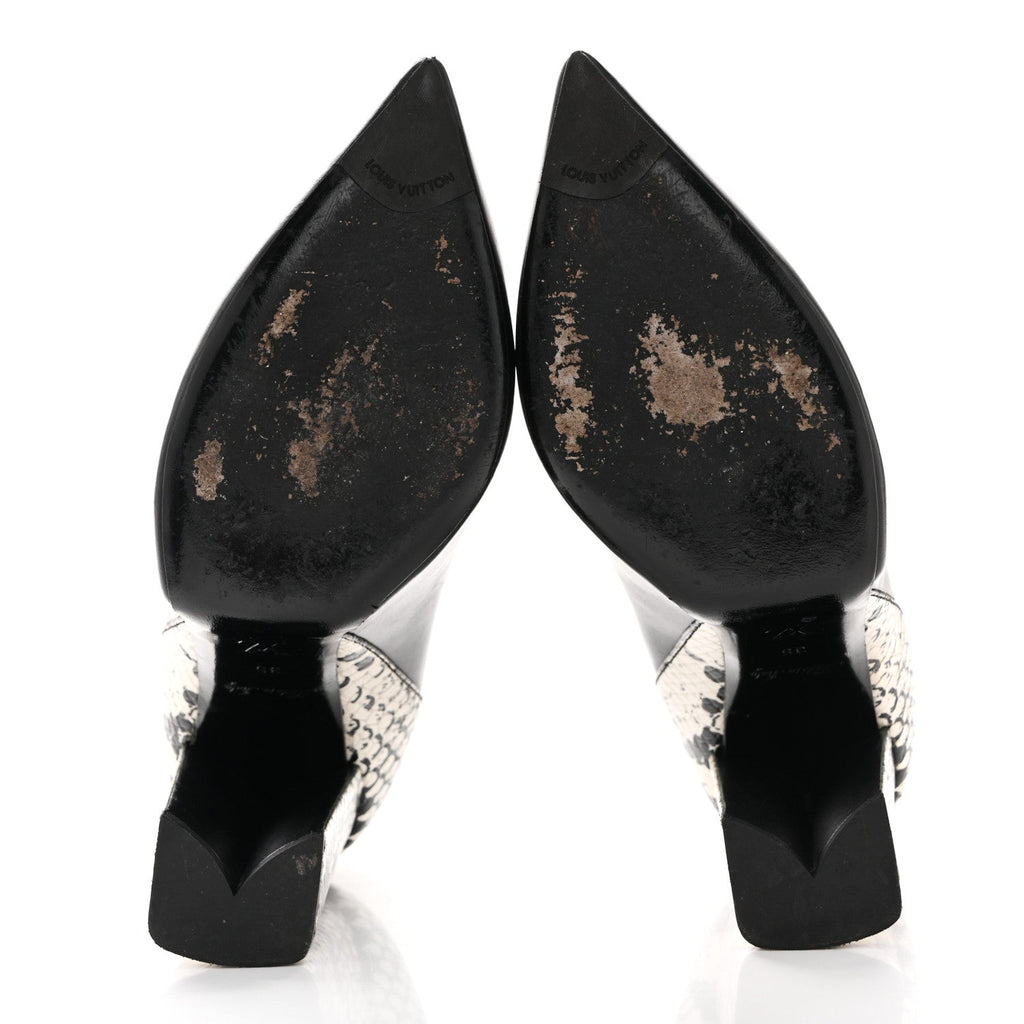 Louis Vuitton Calfskin Snakeskin Embossed Matchmake Pumps 35 Black White