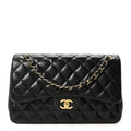 Chanel Lambskin Quilted Jumbo Double Flap Black