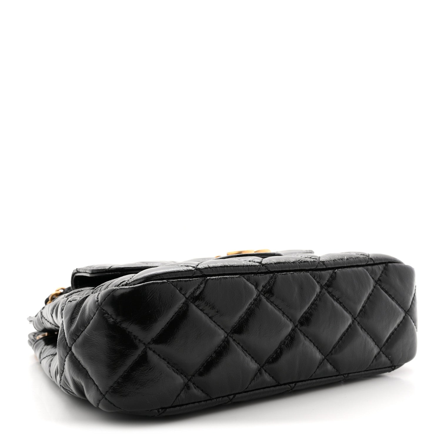 Chanel Shiny Crumpled Calfskin Quilted Small Wavy CC Hobo Black