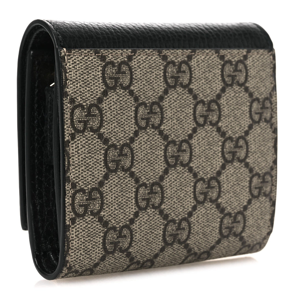 Gucci Dollar Calfskin GG Supreme Monogram Medium GG Marmont Wallet Black Beige Ebony