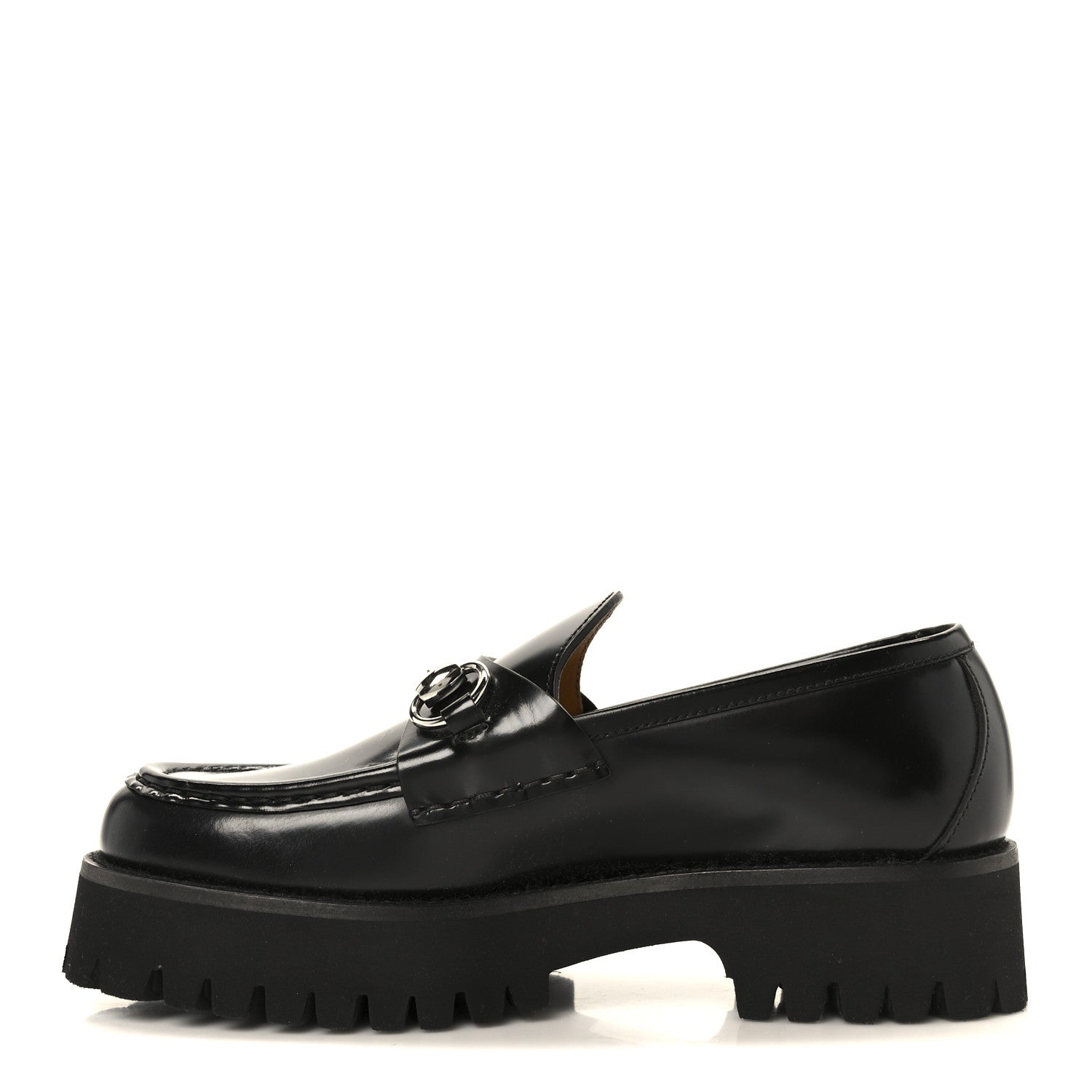 Gucci Cordovan Lux Womens Horsebit 45mm Platform Loafers 36 Black