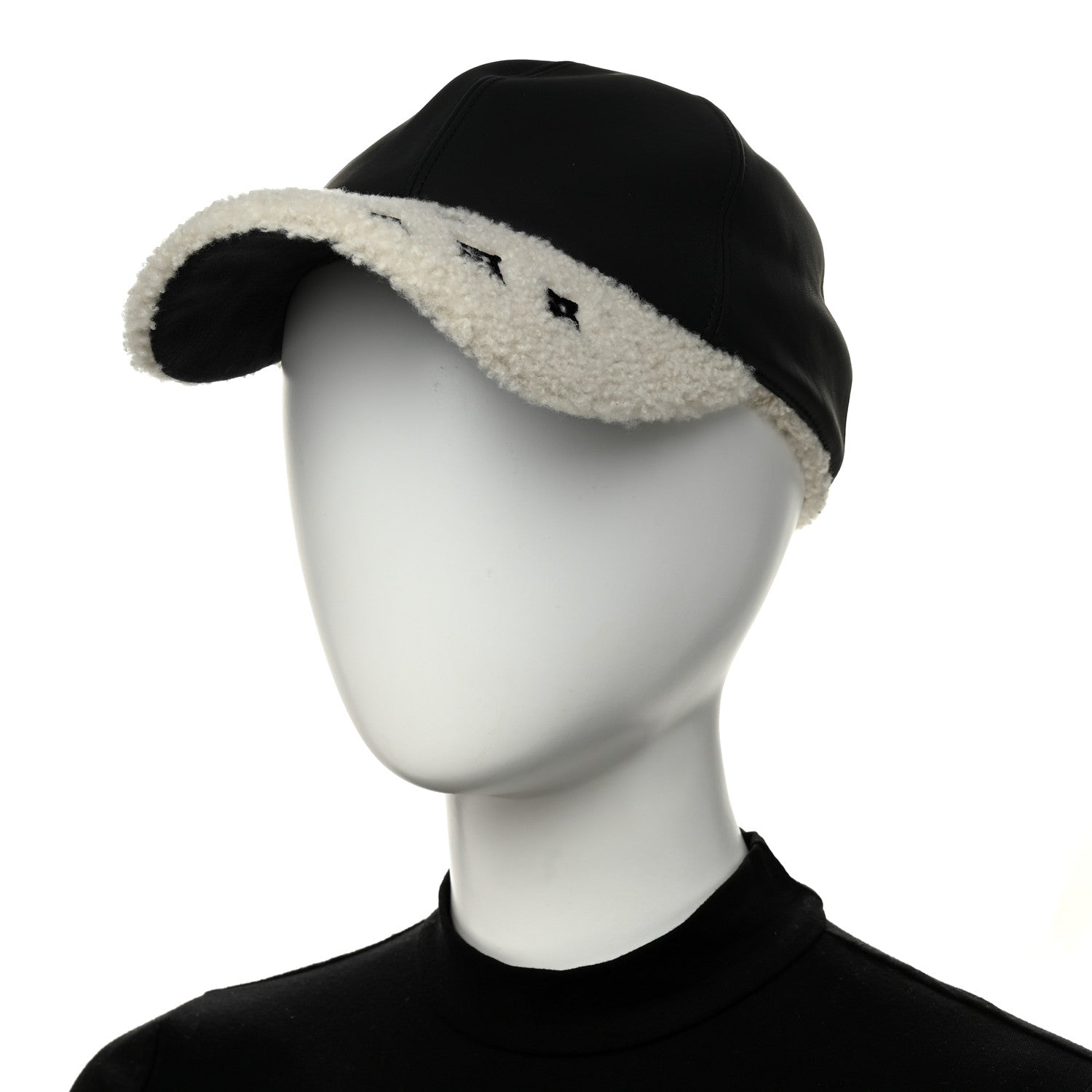 Louis Vuitton Calfskin Shearling Monogram Cap L Black