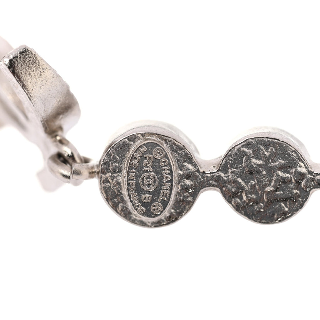 Crystal CC Drop Earrings Silver