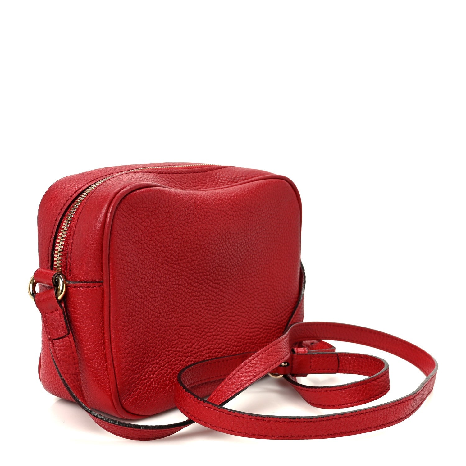 Gucci Pebbled Calfskin Small Soho Disco Bag Tabasco Red