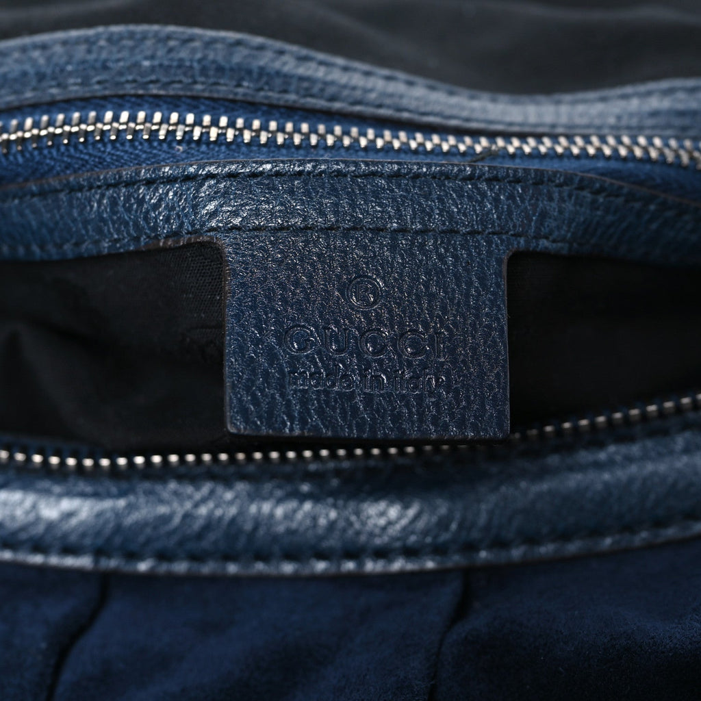 Gucci Suede Medium Icon Bit Shoulder Bag Blue