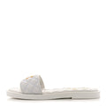 Lambskin Quilted Textured CC Mules Sandals 41.5 White
