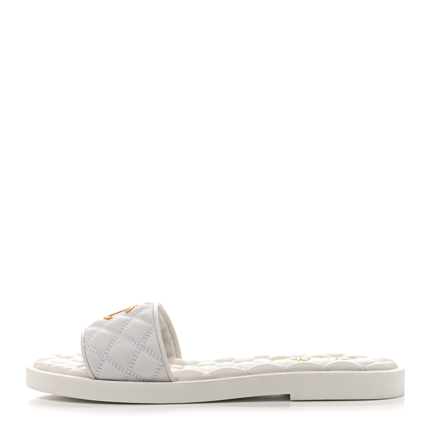 Lambskin Quilted Textured CC Mules Sandals 41.5 White