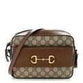 Gucci GG Supreme Monogram Small Horsebit 1955 Shoulder Bag Beige Brown Sugar