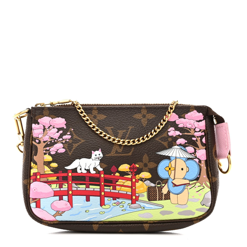 Louis Vuitton Monogram 2021 Christmas Animation Japanese Garden Mini Pochette Accessories Wisteria Pink