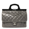 Chanel Glazed Calfskin Quilted Large CC Delivery Tote Grey