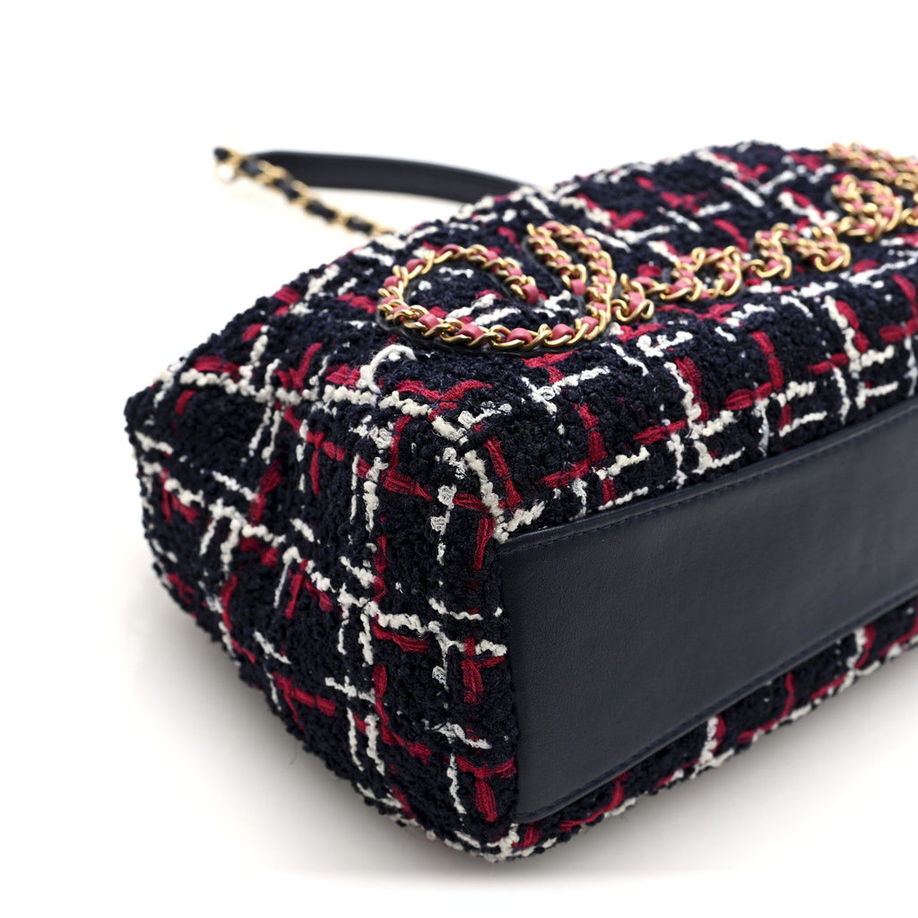 Chanel Tweed Calfskin Signe Hobo Navy Multicolor