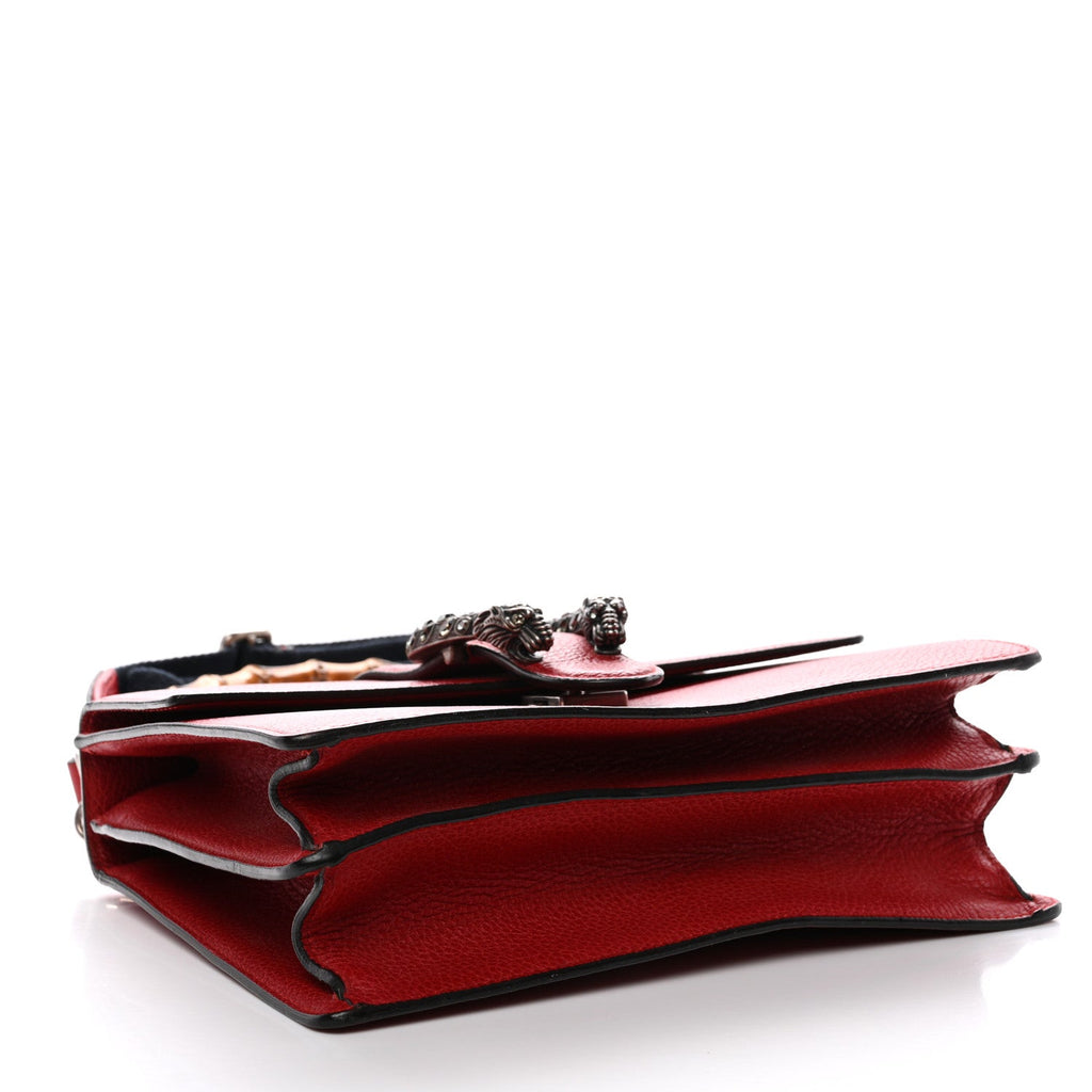 Gucci Dollar Calfskin Crystal Web Medium Dionysus Bamboo Top Handle Bag Hibiscus Red Black Diamond