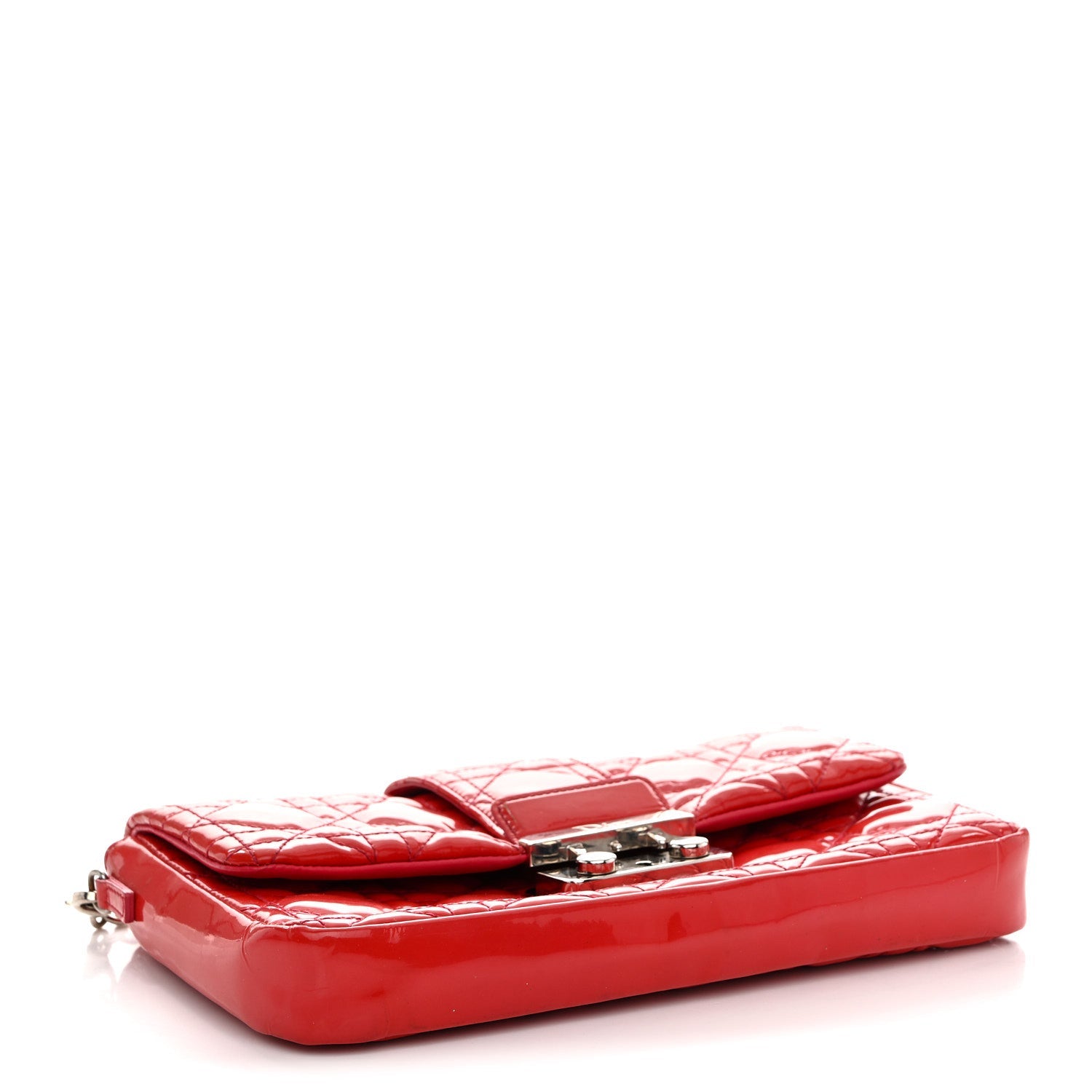 Christian Dior Patent Cannage New Lock Pouch Red