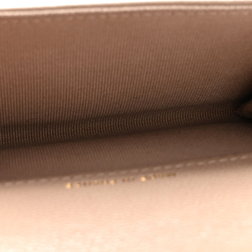 Caviar Quilted Flap Card Holder Wallet Dark Beige