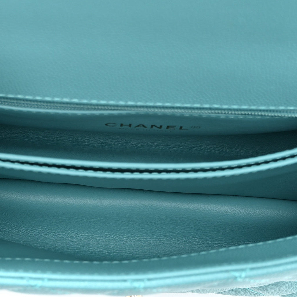 Chanel Caviar Quilted Mini Coco Handle Flap Turquoise