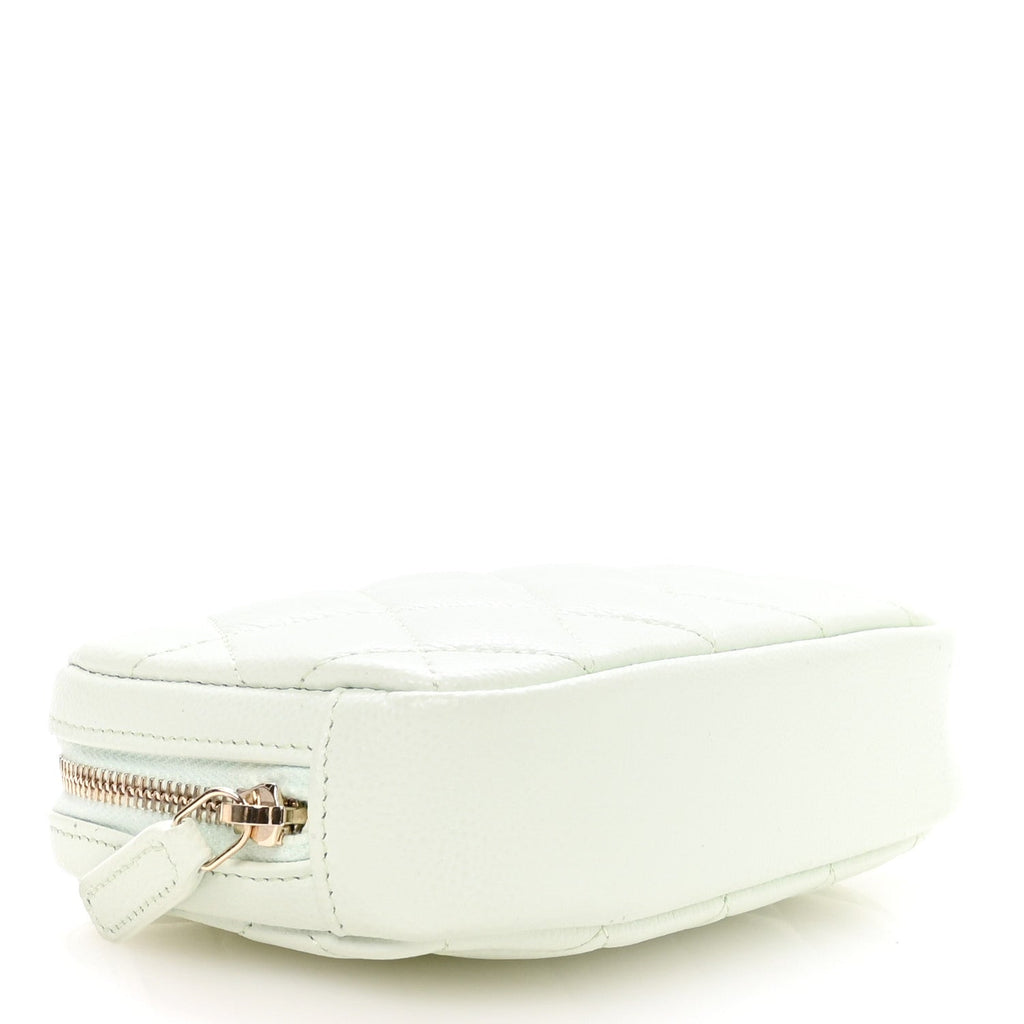 Caviar Quilted Small Curvy Pouch Cosmetic Case Light Green