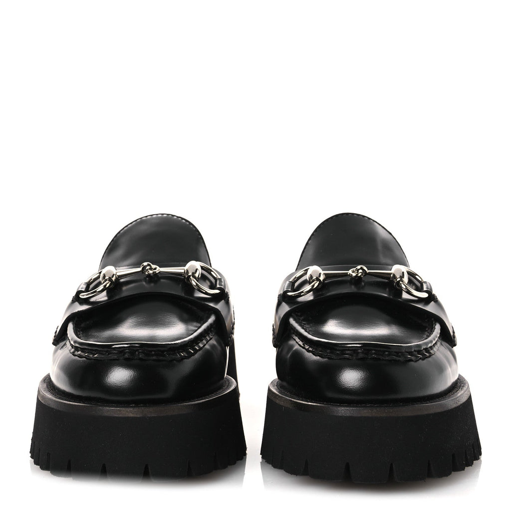Gucci Cordovan Lux Womens Sylke Horsebit Platform Mules 37 Black