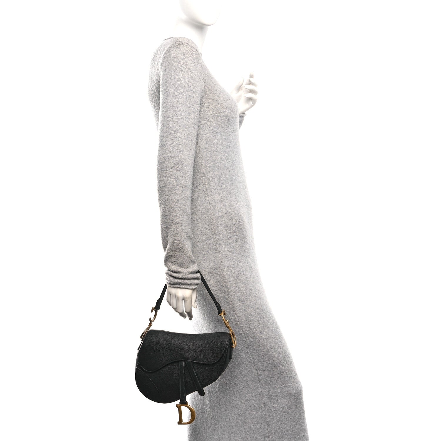 Christian Dior Grained Calfskin Saddle Bag Black