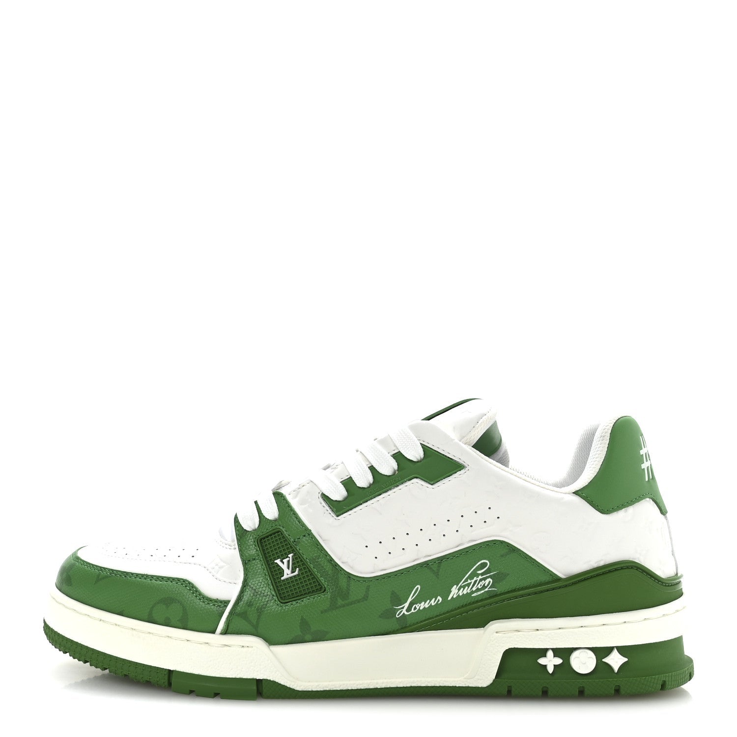 Louis Vuitton Calfskin Monogram Mens LV Trainer Sneakers 8.5 Green