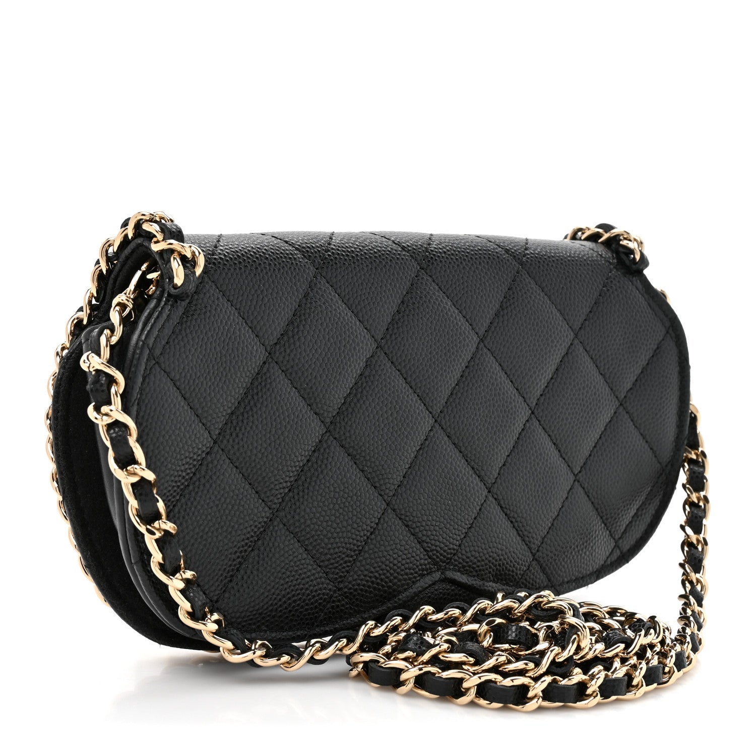 Chanel Caviar Quilted Chain Glasses Case Black