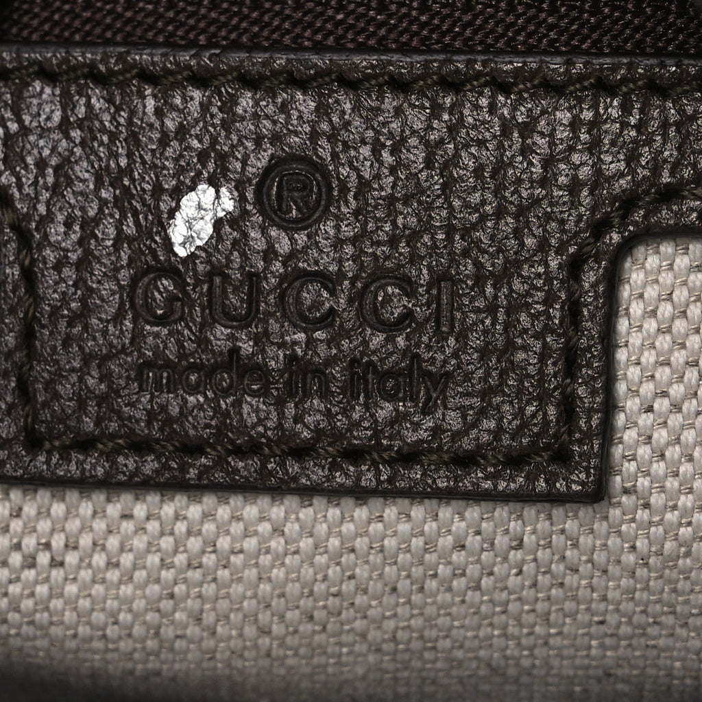 Gucci GG Supreme Monogram Textured Calfskin Web Large Attache Shoulder Bag Beige Ebony New Acero