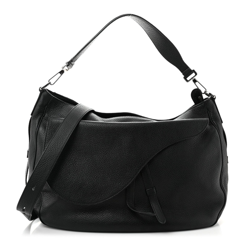 Christian Dior Grained Calfskin Saddle Soft Bag Black