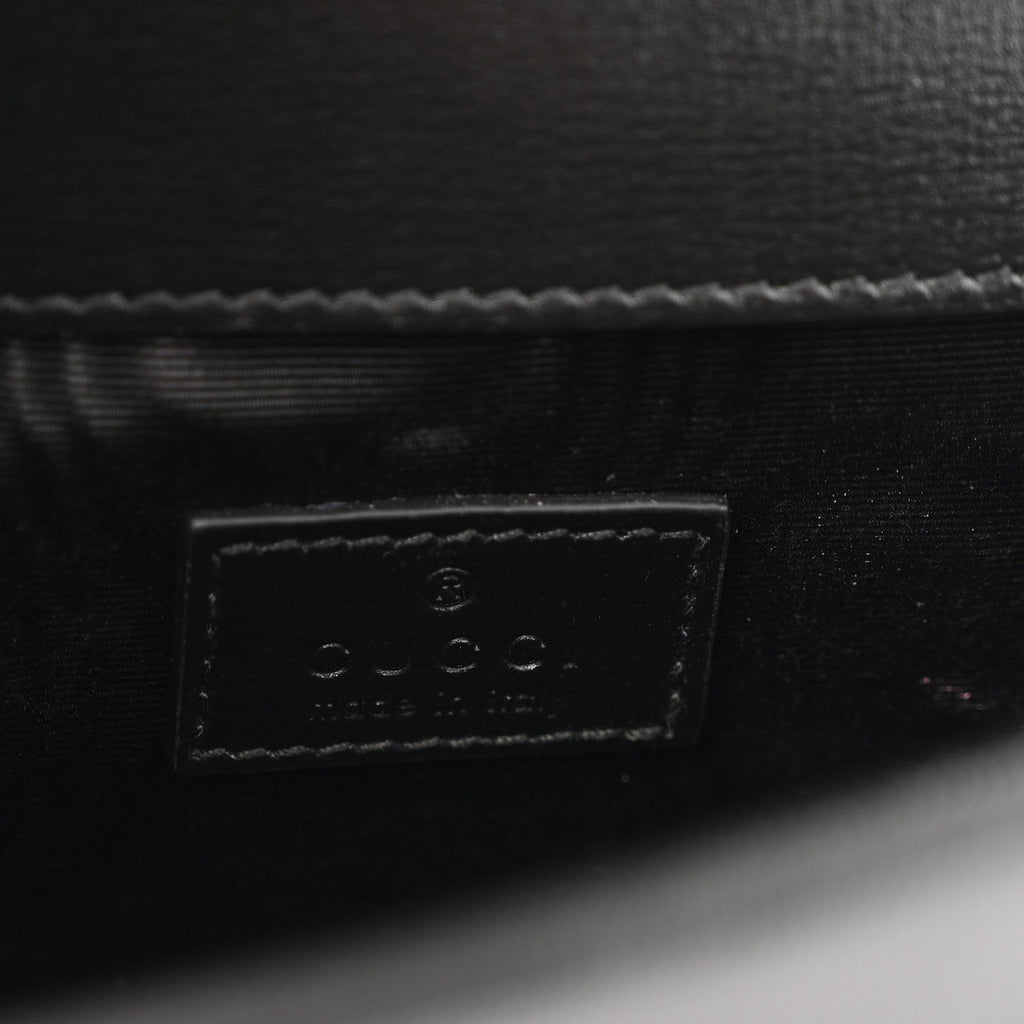 Gucci Satin Crystal GG Monogram Mini Dionysus Top Handle Bag Black