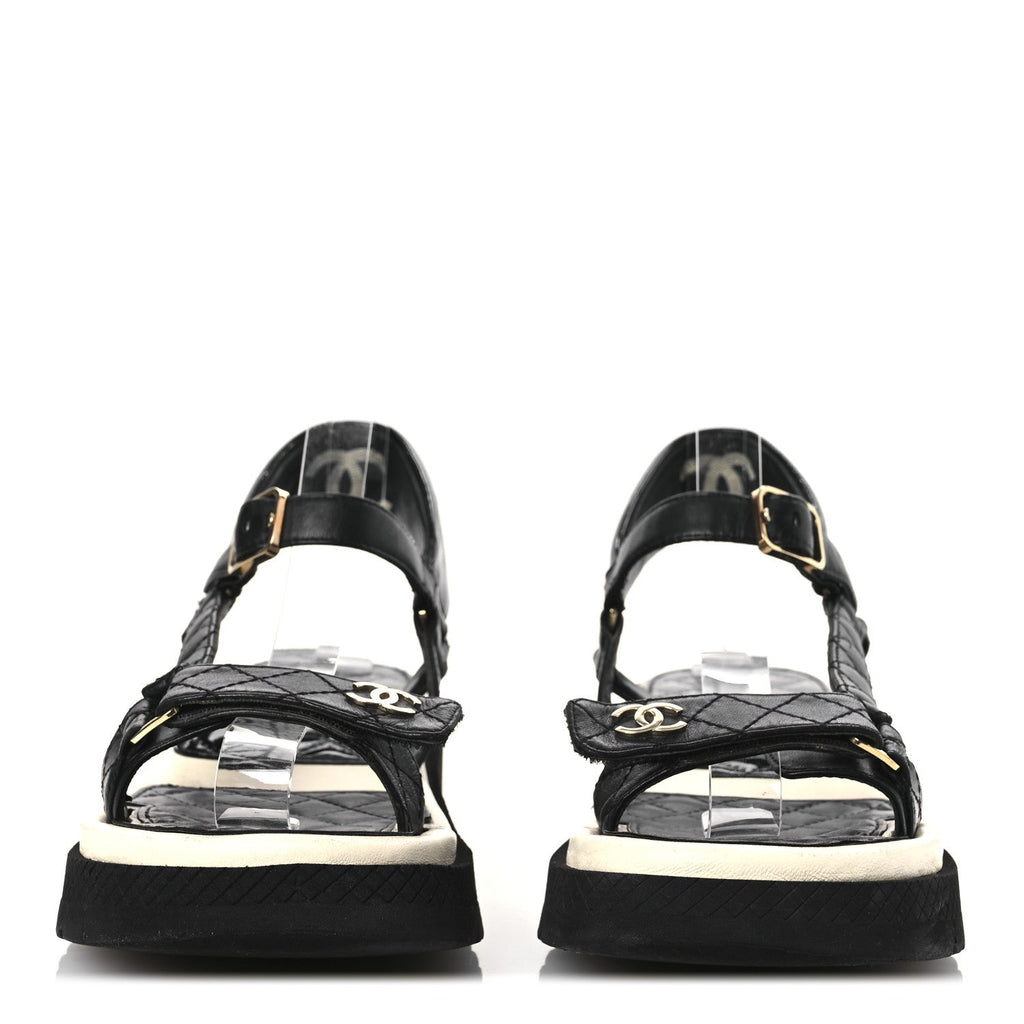 Lambskin Patent Logo Platform Sandals 39 Black