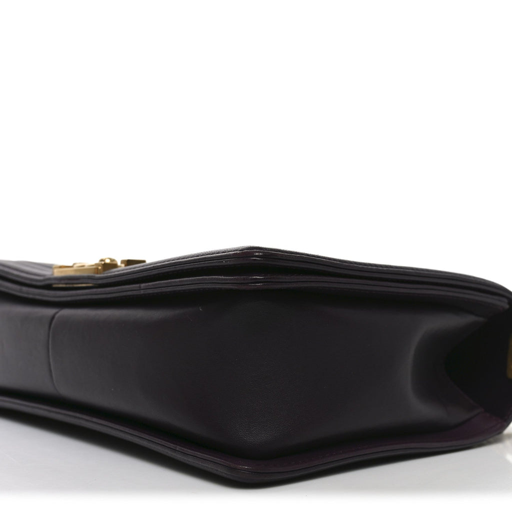Chanel Lambskin Quilted New Medium Boy Flap Dark Purple