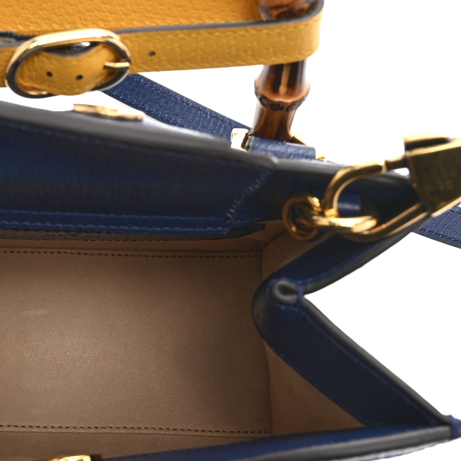 Gucci Textured Dollar Calfskin Web Mini Diana Tote Bag Royal Crop