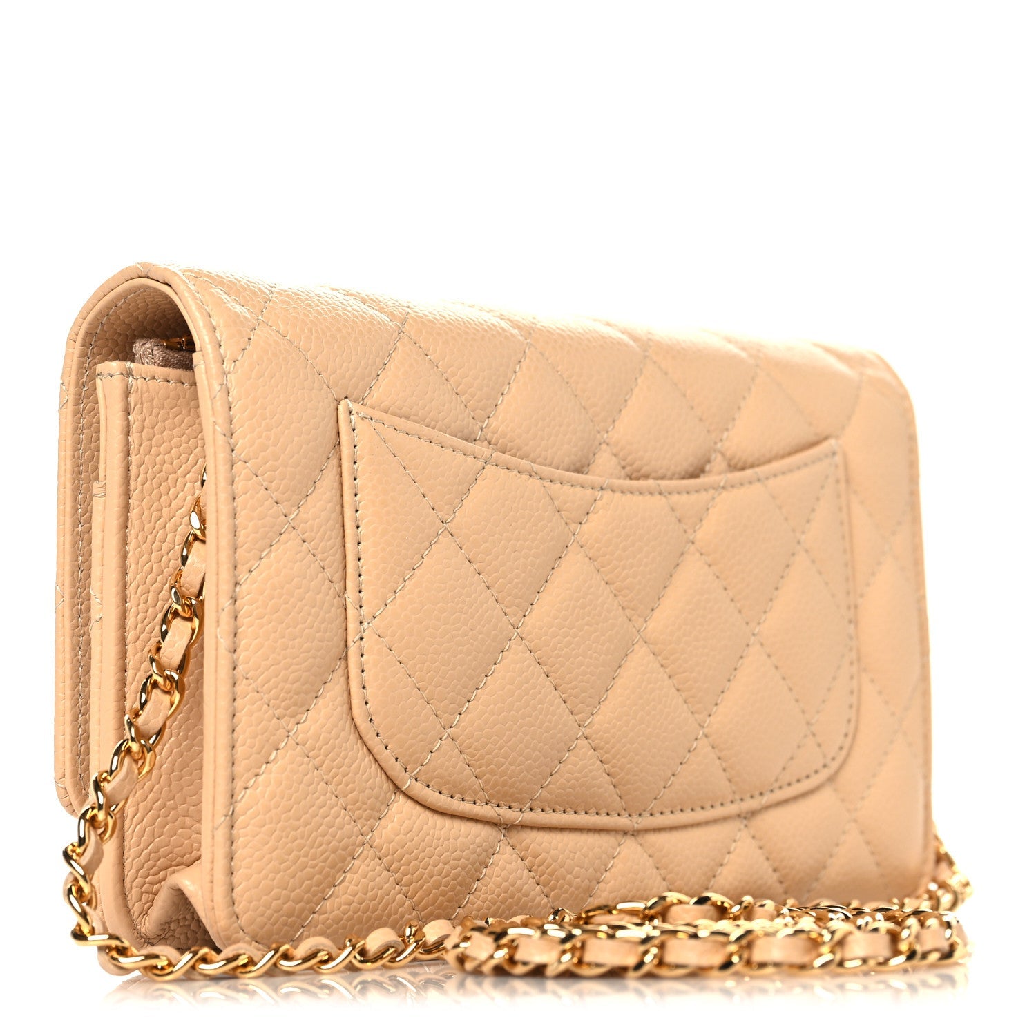 Chanel Caviar Quilted Wallet on Chain WOC Beige