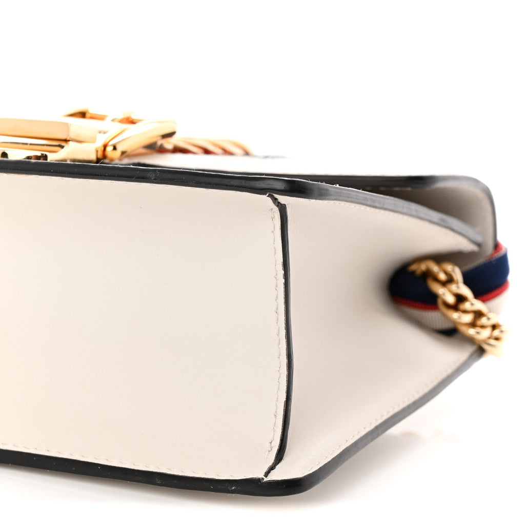 Gucci Calfskin Super Mini Sylvie Chain Shoulder Bag White