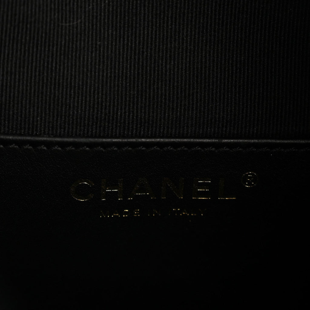 Chanel Shiny Crumpled Calfskin Quilted Medium Chanel 25 Handbag Black